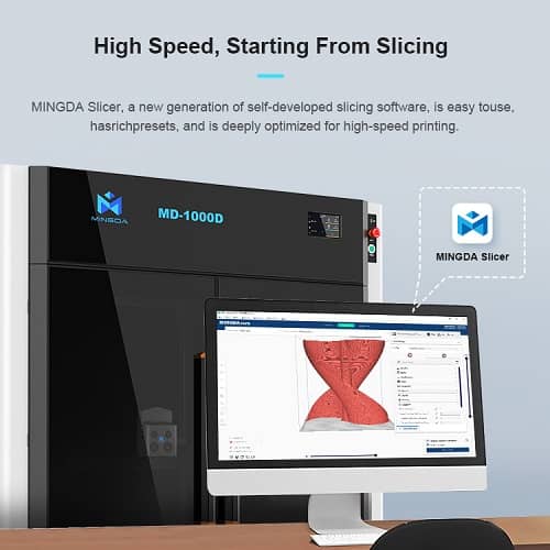 MINGDA Slicer, uuden sukupolven viipalointiohjelmisto, on helppokäyttöinen, siinä on runsaasti esiasetuksia ja se on optimoitu erittäin nopeaan tulostukseen.